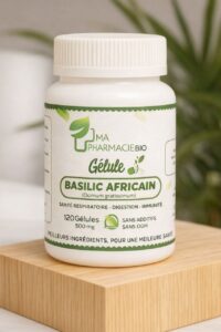 Basilic Africain, plante traditionnellement utilisée pour soutenir la digestion et favoriser l'équilibre intestinal.