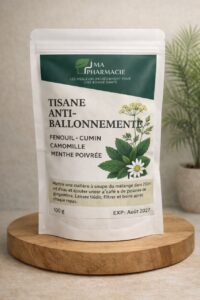 Tisane digestive naturelle pour soulager les ballonnements et favoriser une bonne digestion.