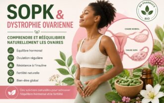 Illustration du SOPK (syndrome des ovaires polykystiques) et de la dystrophie ovarienne expliquant l'ovulation et la fertilité naturelle.